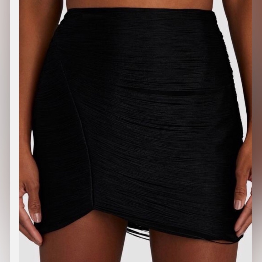 Jonathan Simkhai Black Fringe Detail Skirt